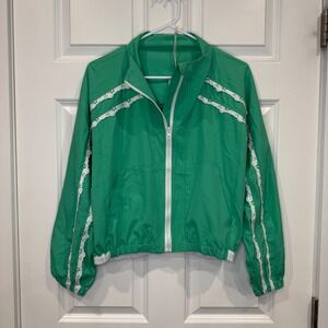 Altar'd State ASR Lace Trim Full Zip Windbreaker Jacket Size XS Womens Mock Neck